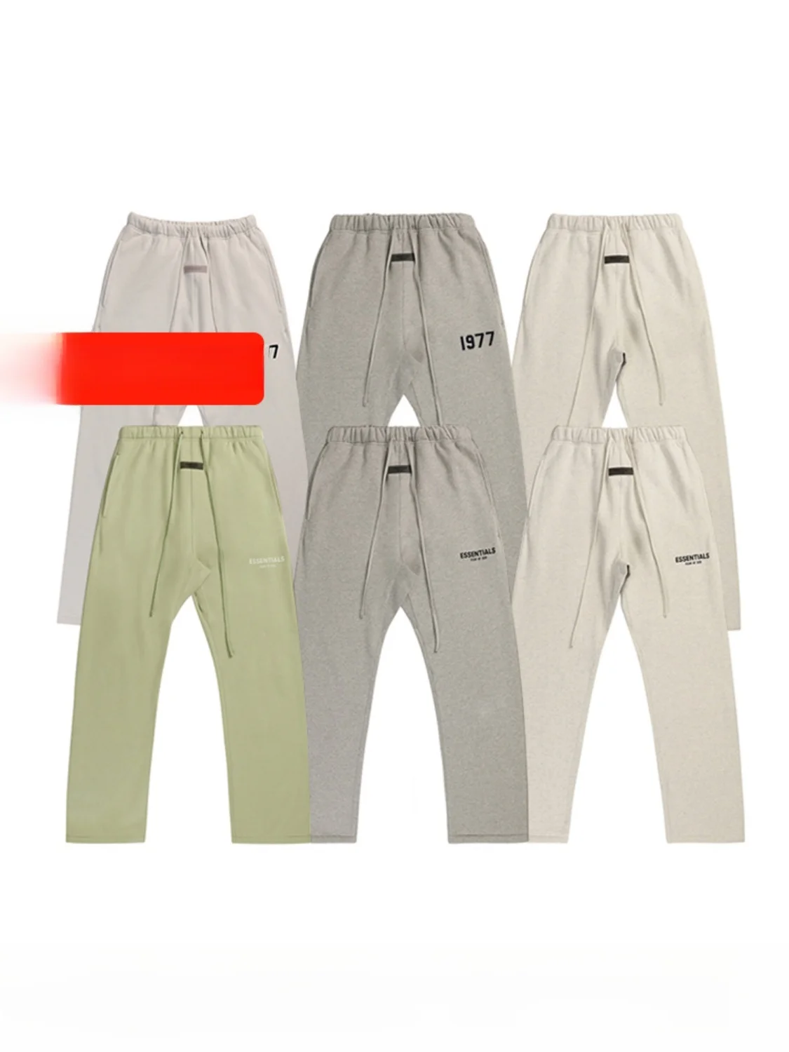 I Am Not Trendy Fog Essentials Season 8 Double Line High Street Loose 977 Flocking Wide Mouth Drawstring Pants Men