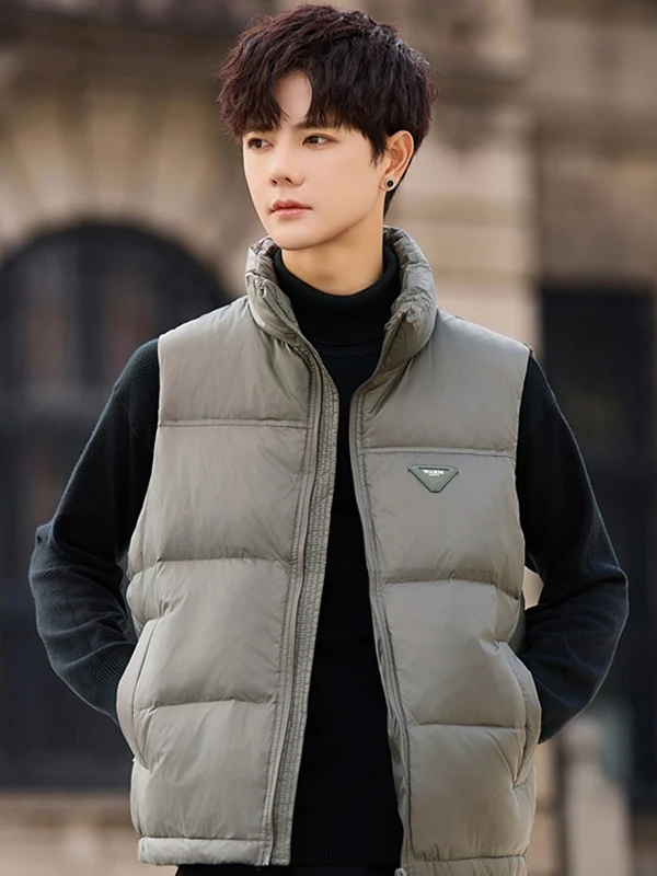 

Теплый пуховый жилет с воротником-стойкой, повседневный, молодежный, из полиэстера, зимняя верхняя одежда на молнии, цветной