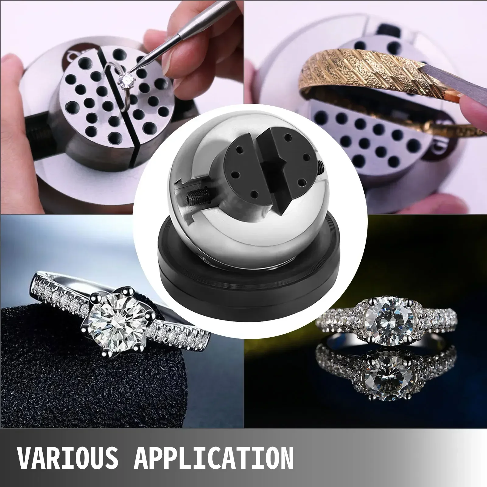 VEVOR 10Kg Full Set 5in Engraving Vise Standard Block Ball Inlaid Diamonds Jewelry Adjustable Setting Tool W/ 34Pcs Attachments