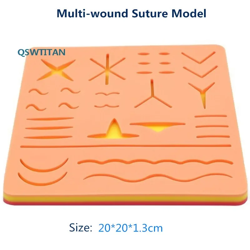 Silicone Reusable Surgical Suture Kit Pad Silicone Skin Suture Practice Traumatic Simulation Wounds Training Teaching Model