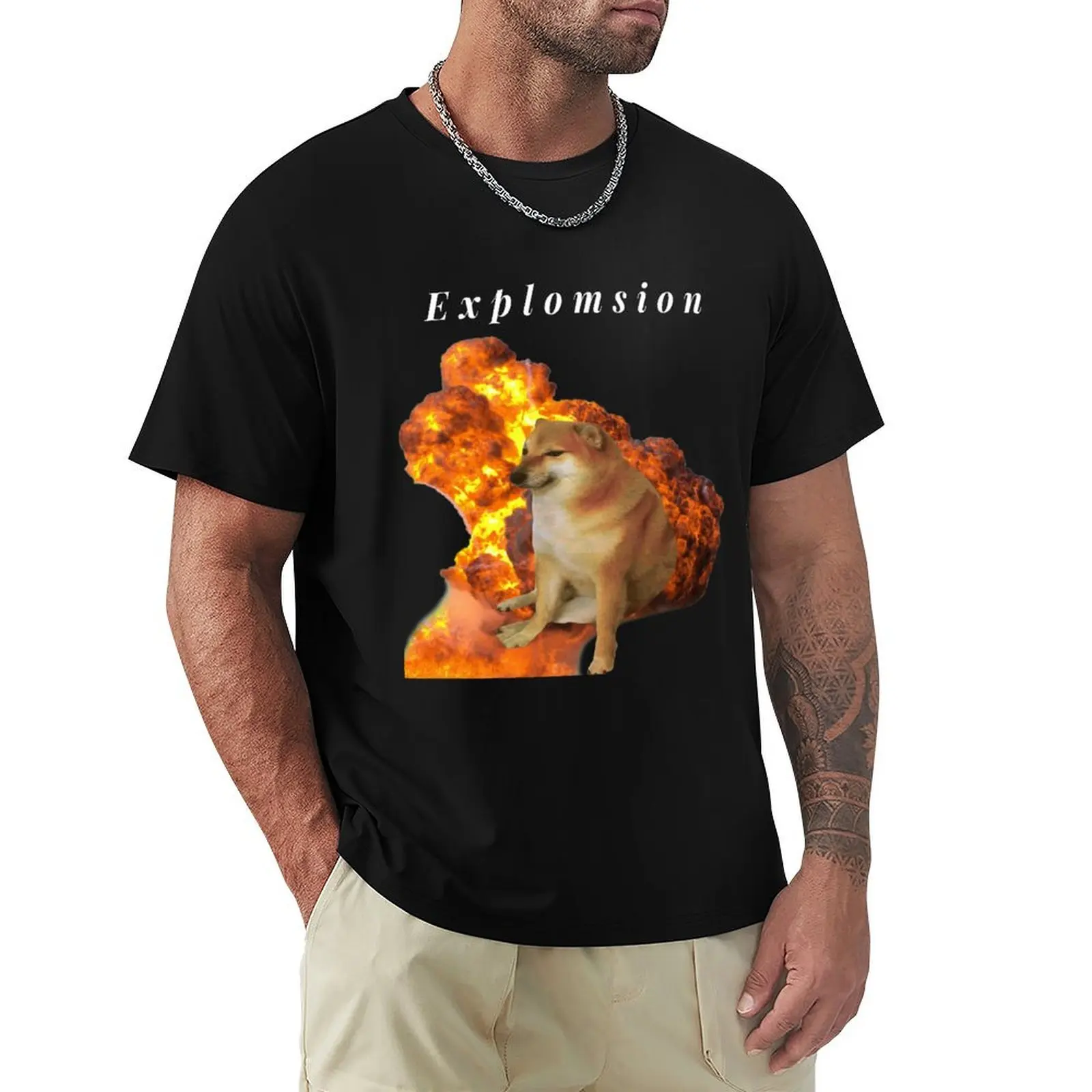 

Cheems Explomsion T-Shirt Urban Style Casual Short Sleeve Top