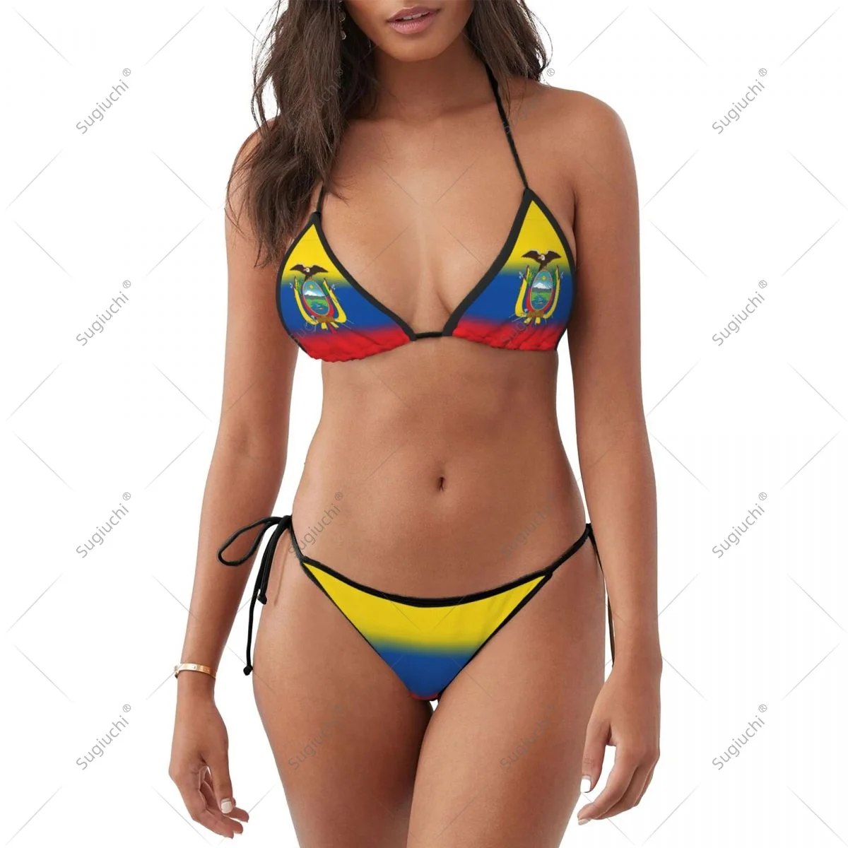 

Women Girls Bikini Ecuador Flag Swimsuit Sets Three Point Beachwear Swimming Bathing Beach Party Suits Sexy Mujer