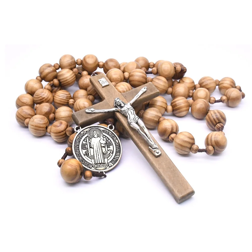 Rosary Beads JESUS Coin Cross Pendant Car Ornament Catholic Religious Jewelry Holy Rosaries Wall  Necklaces