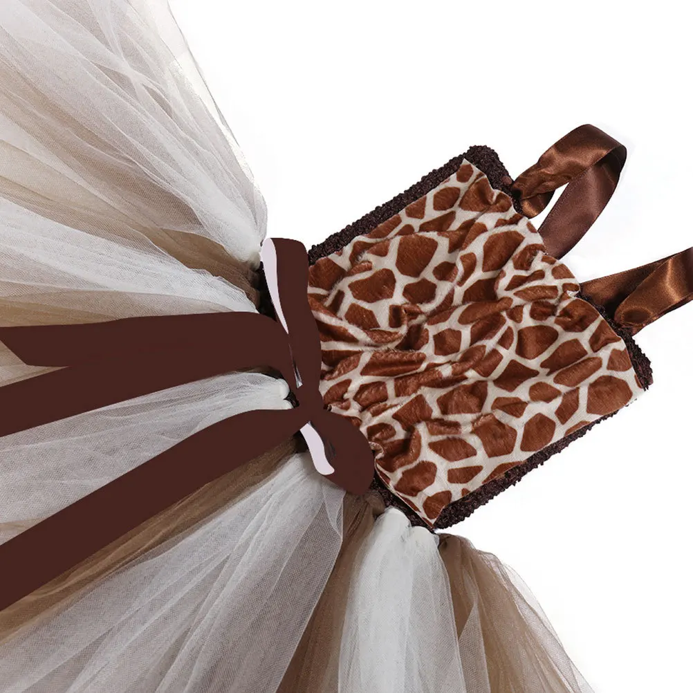 

1Set Giraffe Dress Girls Cartoon Cosplay Clothes Birthday Christmas Party Hair Fake Tail Bow Tie Size Xl Girls Dress