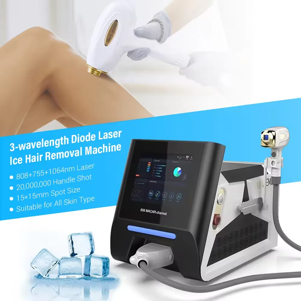 2500W Diode Laser Hair Removal Machine SHR Depilation Freezing Point 755 808 1064 Triple Wavelength Professional Beauty Device