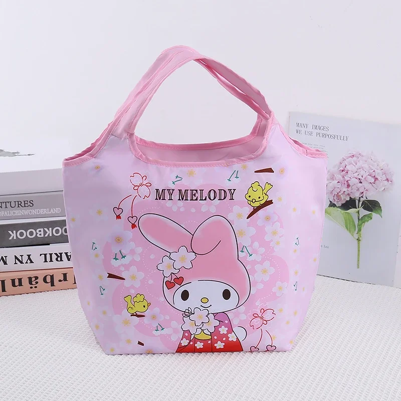 Kawaii Sanrio Hello Kitty Lunch Bag My Melody Kuromi Student Cartoon Canvas Lunch Box Bag Insulation Refrigerated Picnic Bag