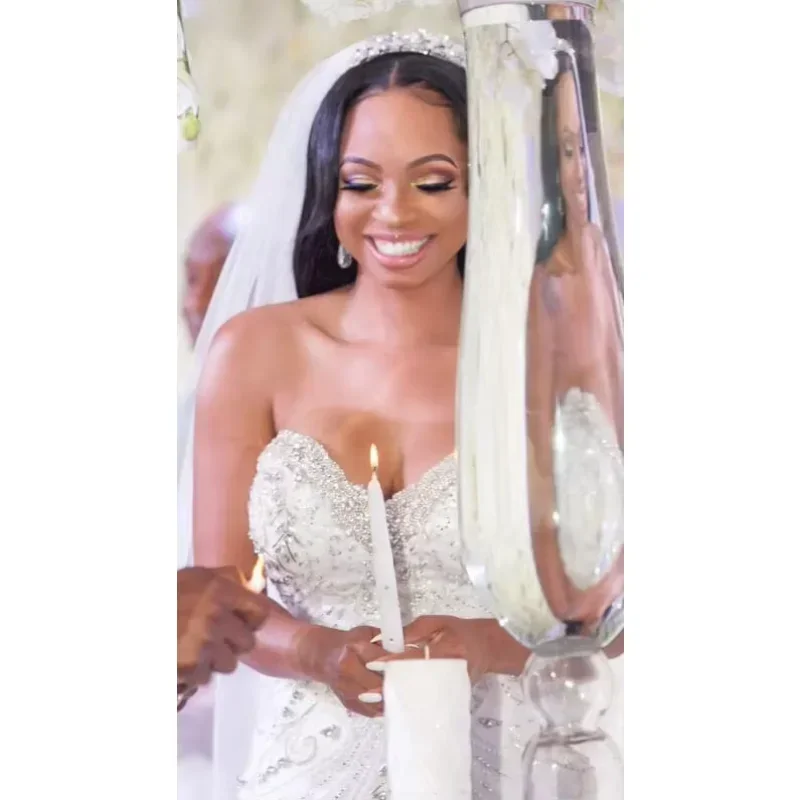 Robes de mariée sirène sexy personnalisées perles paillettes jupe superposée grande taille robe de mariée compte train brillant fermeture éclair dos Bri