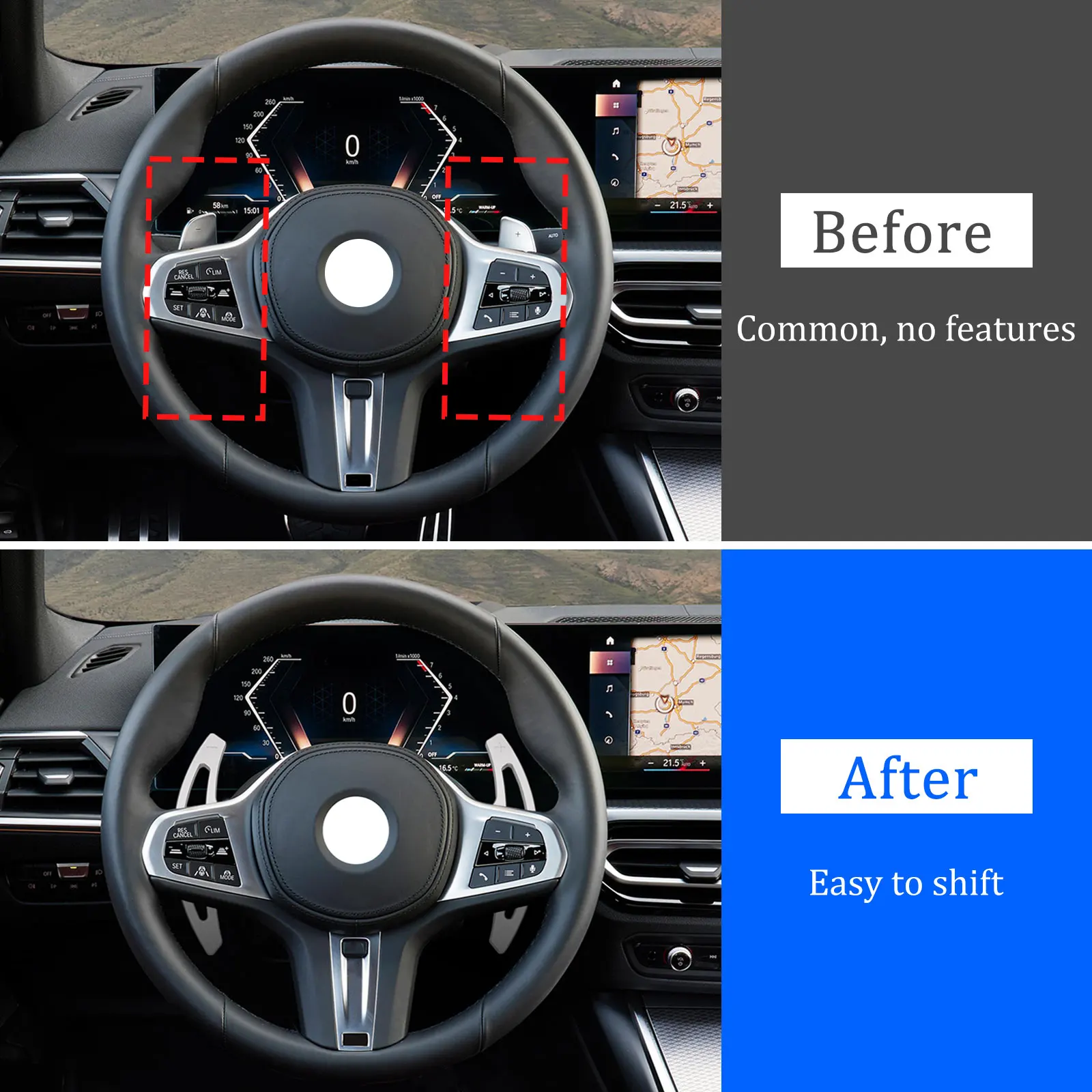 

For BMW 2009-2014 M3 E90 E92 E93 X5M E70 X6M E71 Red Black Silver Aluminum Alloy Car Steering Wheel Shift Paddle Shifter Sticker