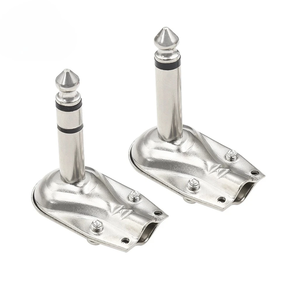 Metal Right Angle 6.35 90 Degree 2/3 Pole Mono/Stereo Jack Plug 6.35mm Guitar Phone Amplifier Connector