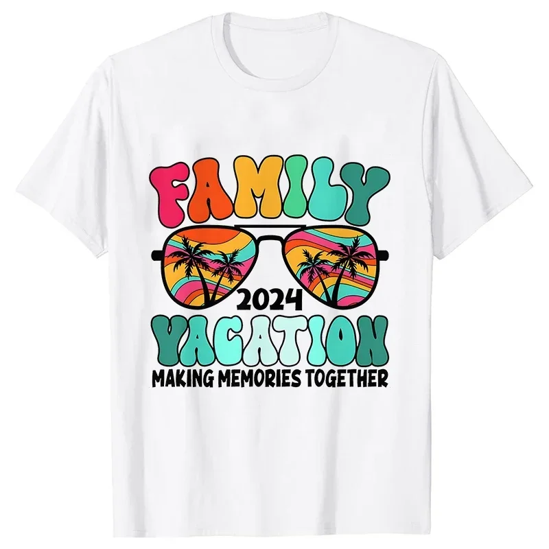 Rodzina 2024 wakacje koszula na imprezę letnia podróż wycieczka statek T-Shirt moda graficzne topy Y2k estetyczne ubrania dla dorosłych dzieci unisex