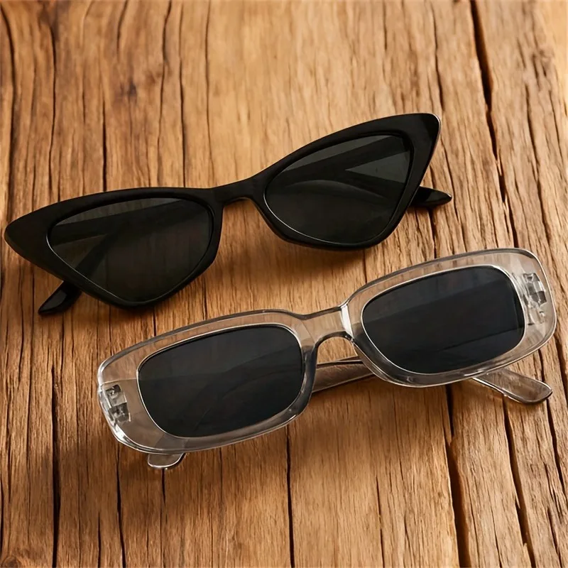 2‑Pack Vintage High‑End Square Triangle Cat‑Eye Eyeglasses, Suitable for Daily Styling & Photoshoots, Ideal Gift Choice