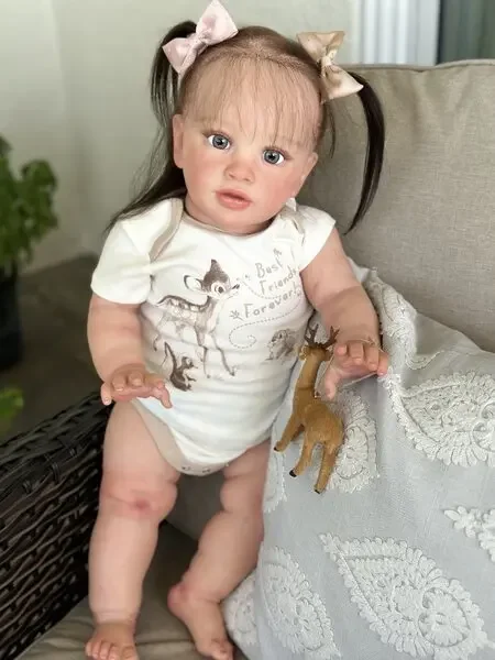 Customized Limited Supply 26inch Reborn Baby Pippa With Hand-Rooted Hair With Different Dress Finished Doll