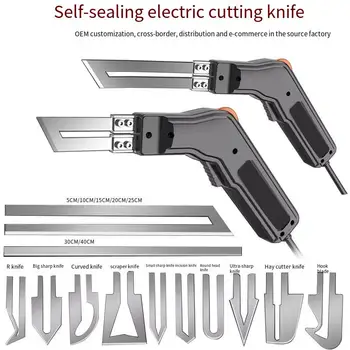 Cortador de corda de 80w, cortador de tecido pro, faca elétrica quente, selador de calor, kit de ferramentas de corte de energia ajustável com lâminas e acessórios