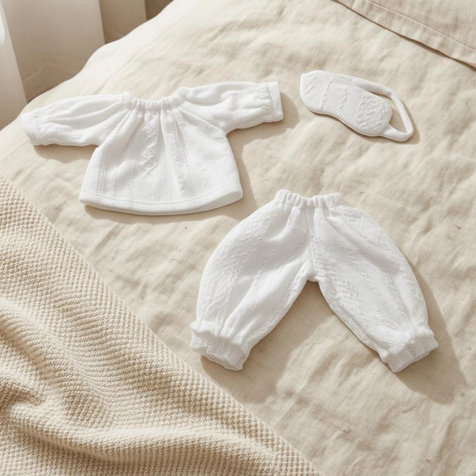 3-Piece Doll Pajama Set Gathered Cuffs Doll Pajama Outfit Toy Apparel Long Sleeve Lightweight