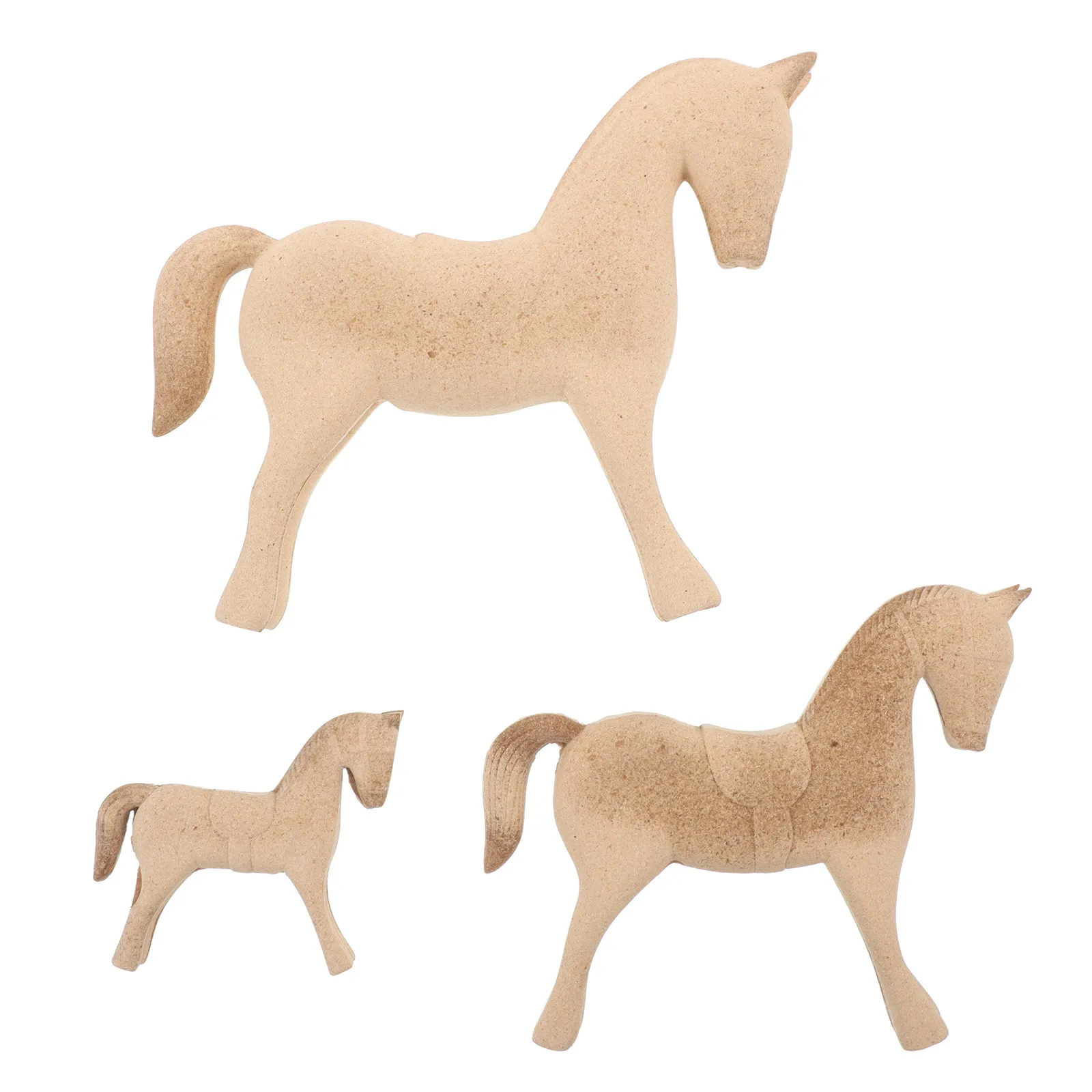 

Набор из 3 неокрашенных деревянных статуэток лошадей для самостоятельной росписи, набор для творчества, декор для дома и офиса, винтажная скульптура животного, праздничное украшение