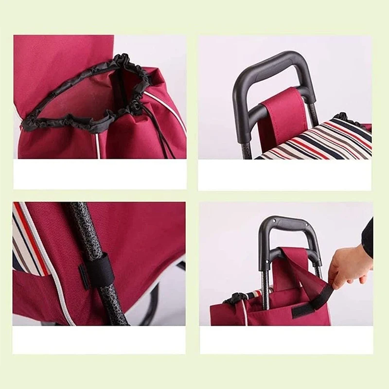 Portable Shopping bag Folding Replacement Bag Shopping Spare Bag Heavy Duty Waterproof Large for Grocery Cart Utility Cart