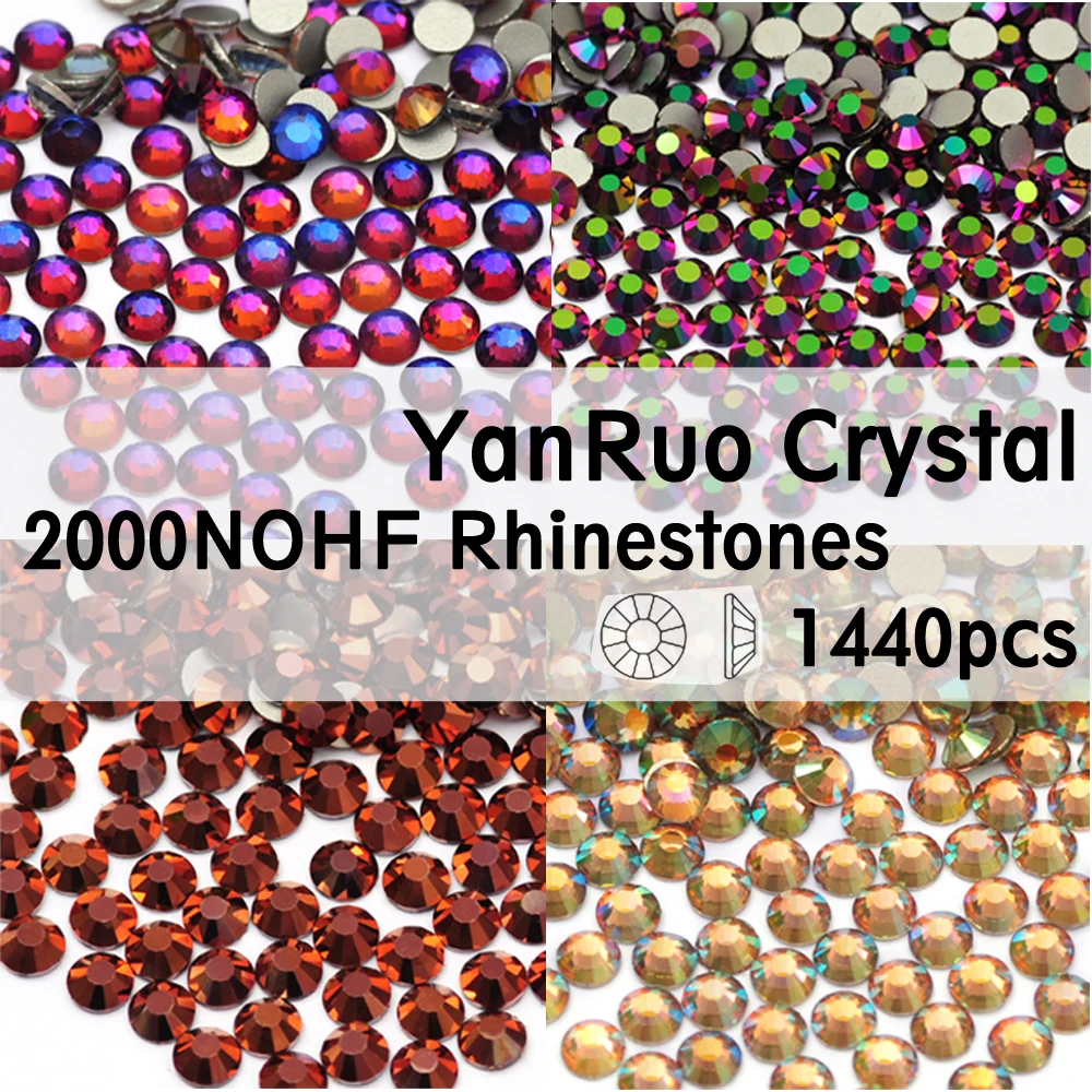 YanRuo 2000NOHF Small Size Shiny Glass Crystal Flatback Beauty Accessories DIY Design Rhinestones For Dress/Nail Art Decorations