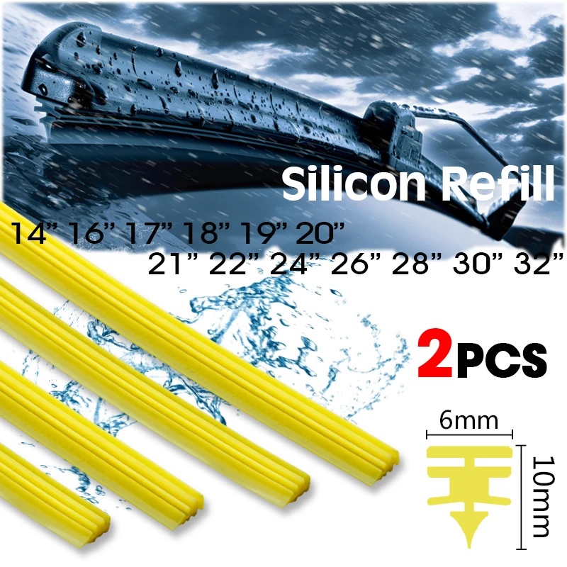 Car Wiper Blade Silica Gel Silicon Refill Strips for Frameless Boneless Wipers 6mm 14