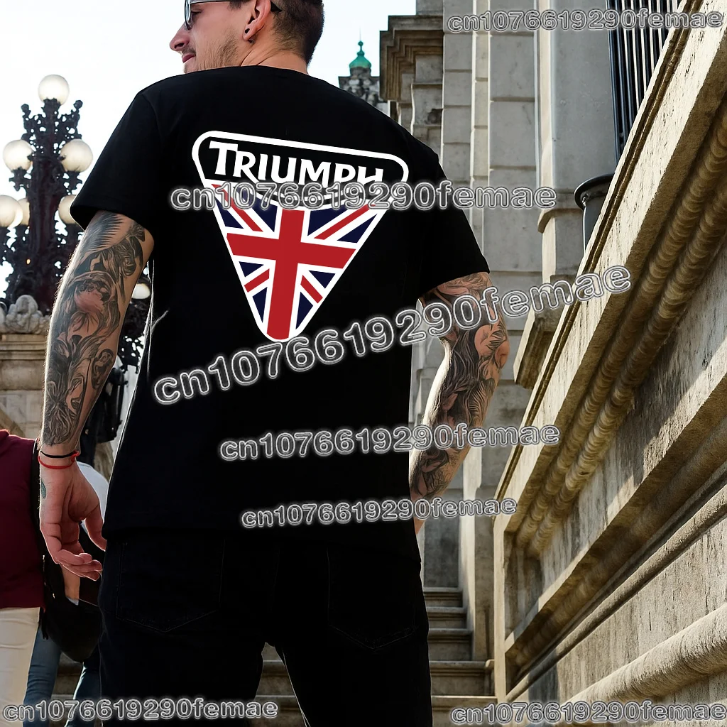 

Футболка с логотипом Triumph для фанатов, хлопковая мотоциклетная уличная одежда премиум-класса, удобный модный повседневный топ для повседневной носки