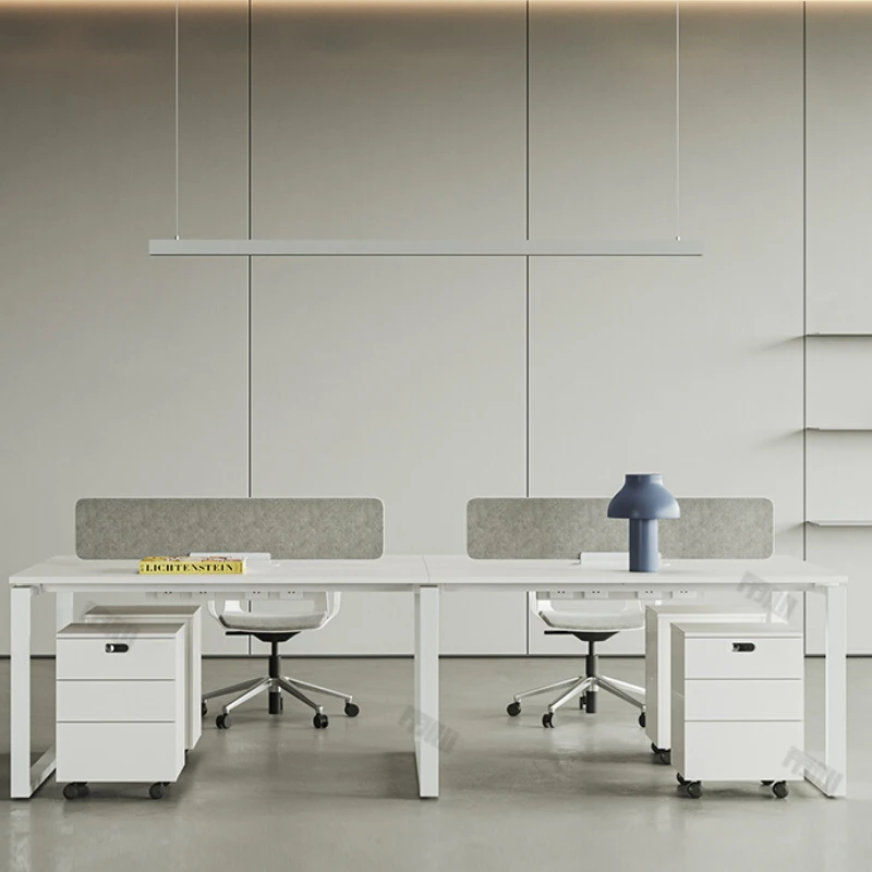 

Simple Combination of Office Desks and Chairs, Modern Company White 2/4/6 Man Seat, Two Person Face-to-face Employee Table