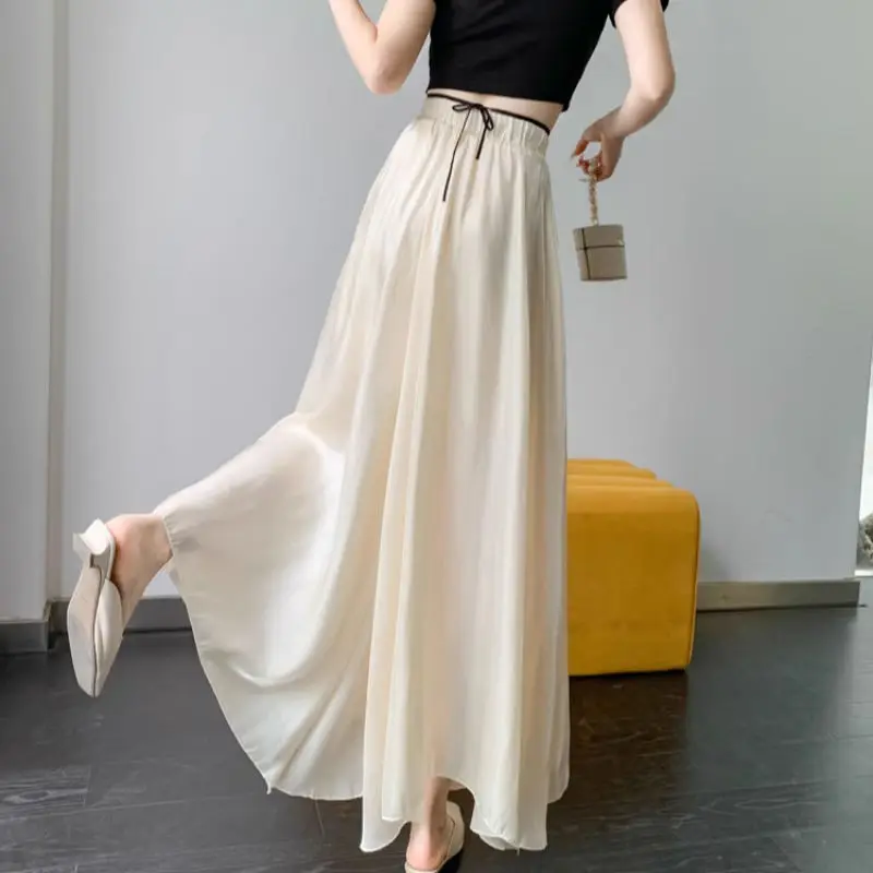 Ankle Culotte Women's Summer Thin 2024 New High Waist Loose and Slimming Draping Casual Wide-Leg Pants