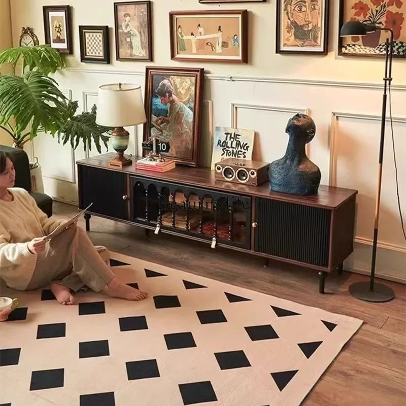 

LMedieval solid wood TV cabinet new home French high-end sense