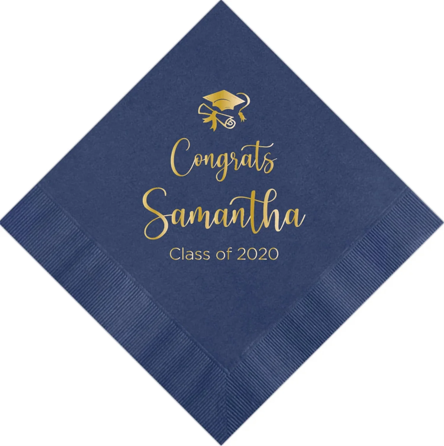 50 PCS Personalized Napkins Graduation Ceremony Party Printed Custom Napkins Cocktail Beverage Luncheon Dinner Guest Towels Size