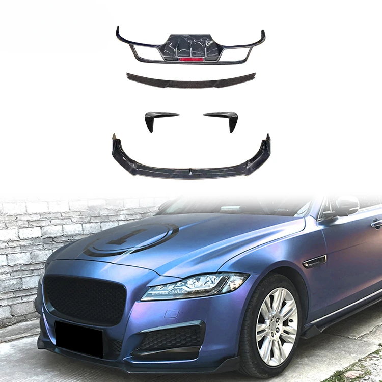 Wet Carbon Fiber Kit for Jaguar XF Carbon Fiber Front Lip Rear Diffuser Side Skirts and Spoiler Body Kit