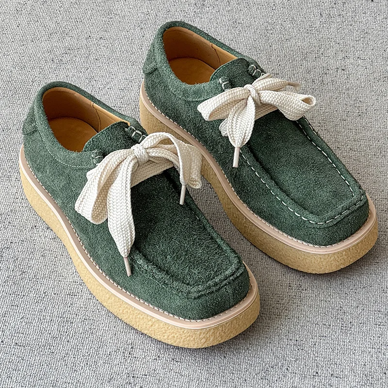 Thick-Soled Sports Luxurious Suede Lace-Up Flats Board men Derby Shoes Casual New Spring Sneakers Ladies Shoes