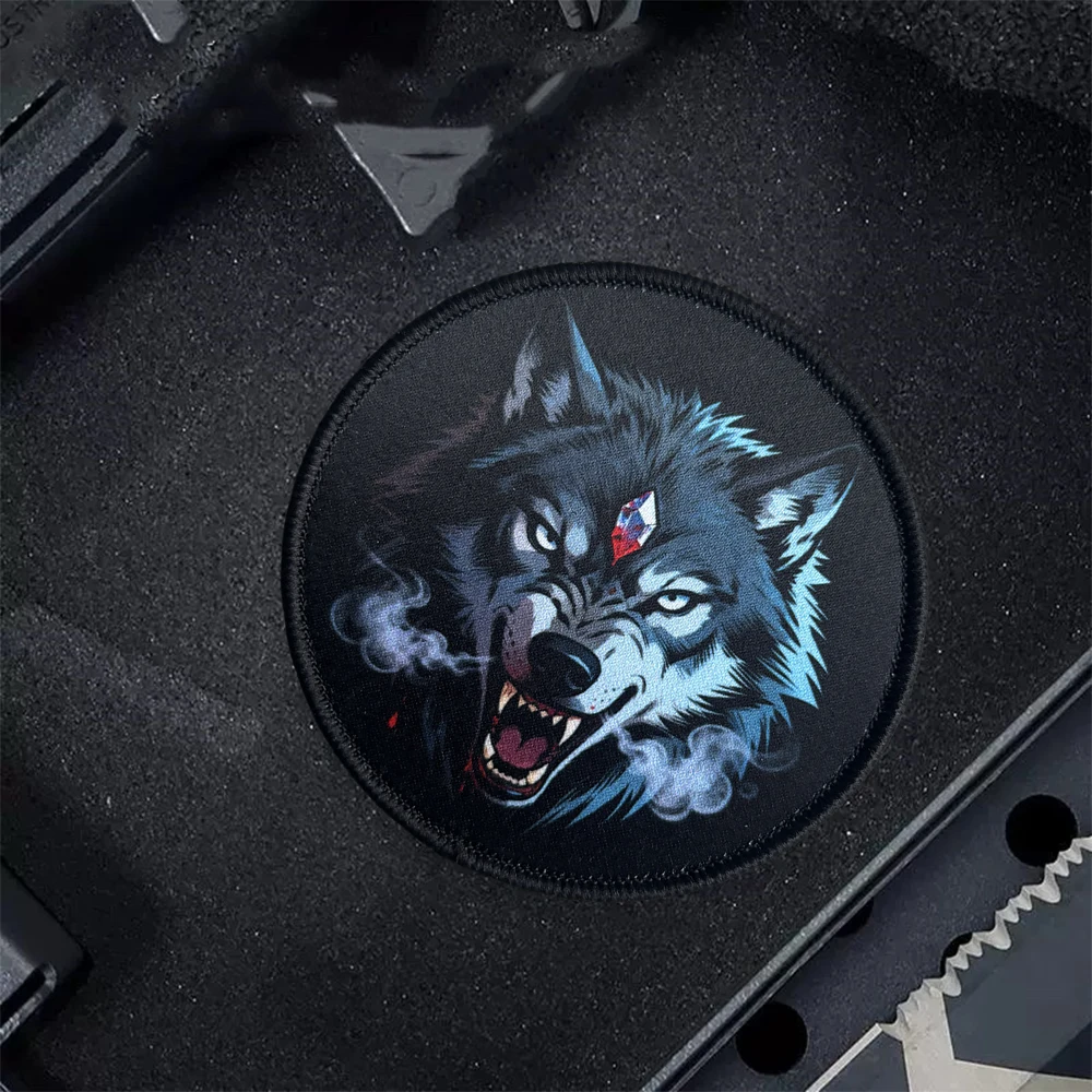 Parche táctico cabeza de lobo con gancho y bucle para mochila - imagen 5