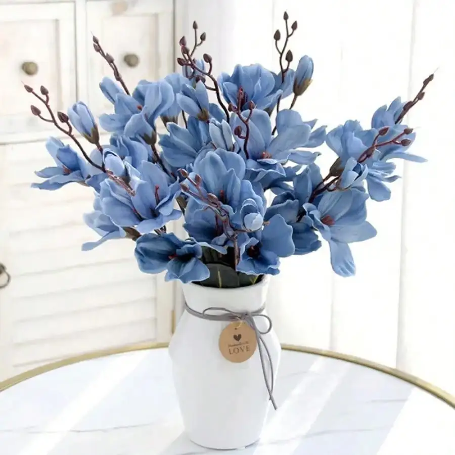 5 Gabeln 20 Köpfe Künstliche Blumen Herbst Magnolia Home Decor Blumendekoration Gefälschte Weihnachten Hochzeit Zubehör Home Decor – Detail 4