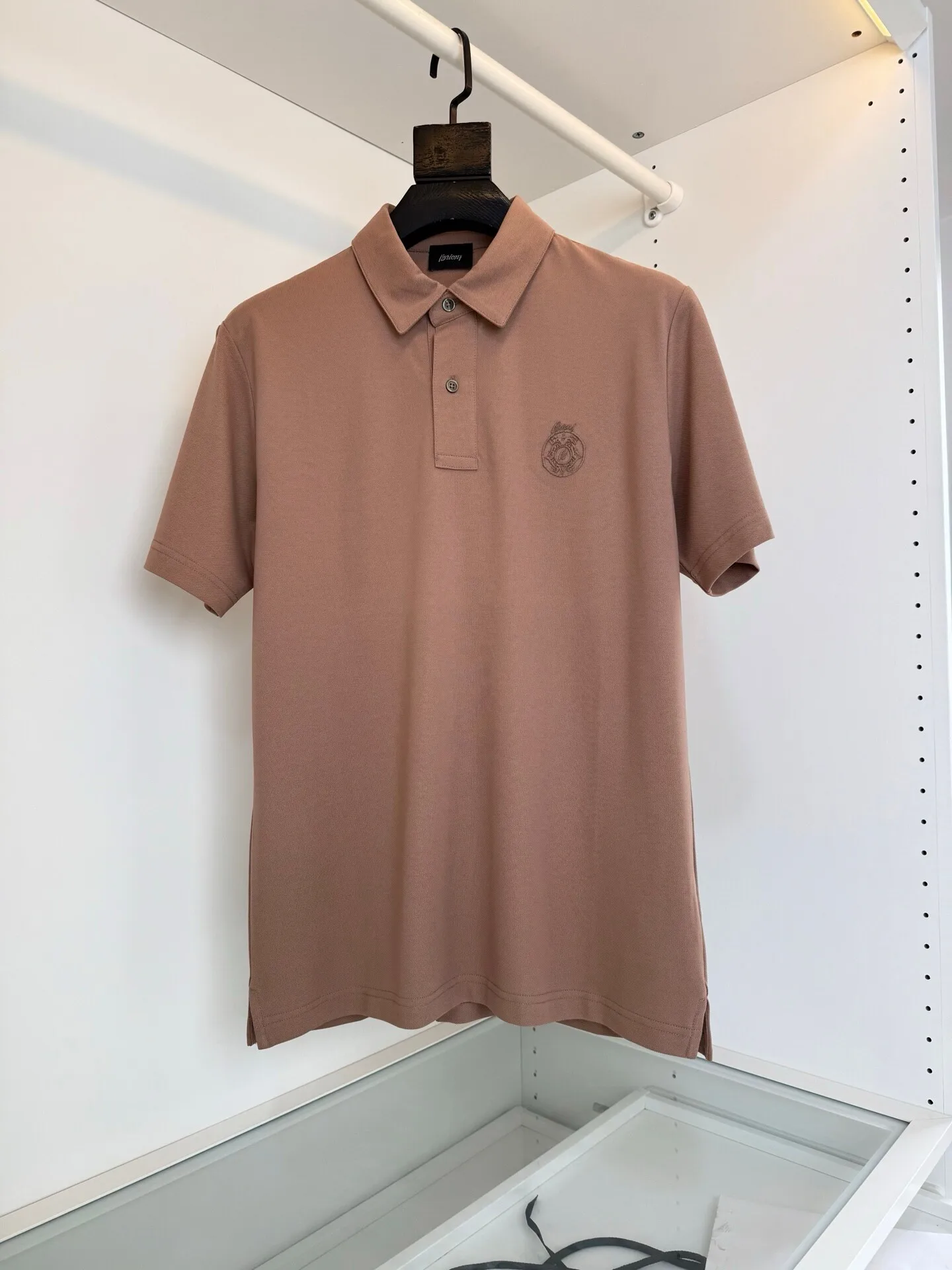 Bri solid color classic business casual old money style men's simple embroidered mulberry silk POLO shirt
