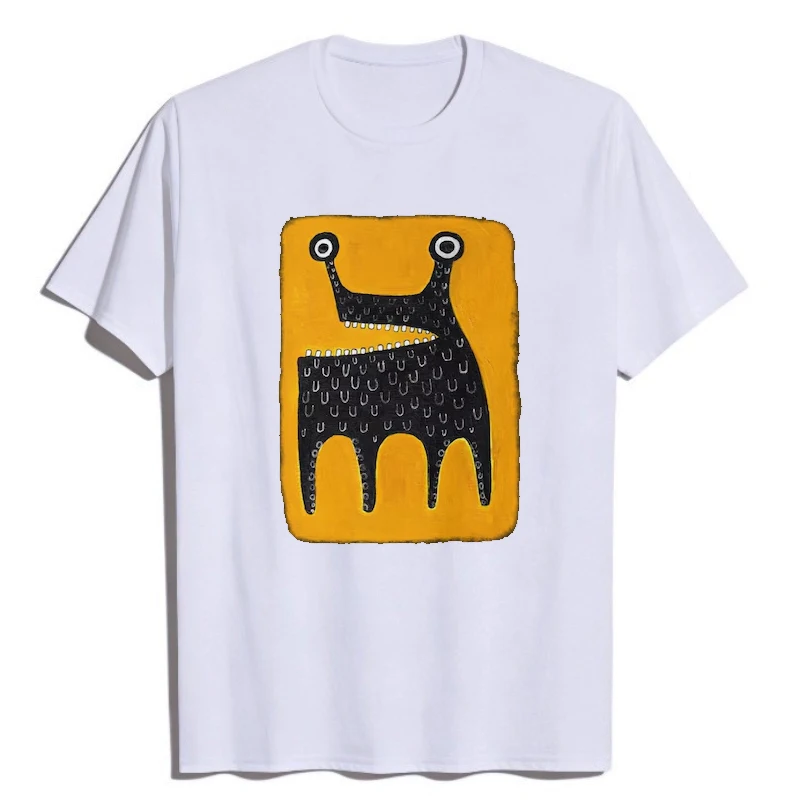 Cartoon-style Funny Monsters T-SHIRT Monster Folk Art Gothic Tees Quirky Cute Alien Birthday Funny Gift Creepy Goth Witchcore