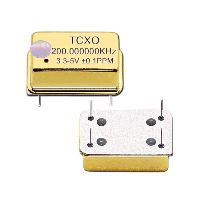 TCXO DIP-14 200K 200KHZ 200.000KHZ Gold Plated Rectangular Temperature Compensated Crystal Oscillator Golden 3.3V-5V 0.1PPM