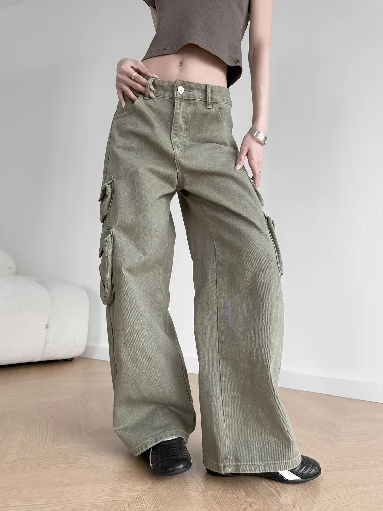 

Inbeowroom американские ретро узкие рабочие брюки Du, свободные прямые джинсы для мужчин и женщин, повседневная хлопковая джинсовая ткань