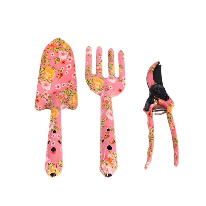 

New printed gardening gadgets, three-piece garden hand tool set including shovel. fork. Scissors