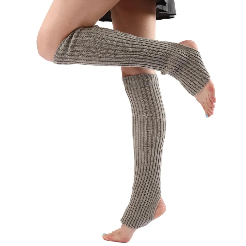 

Стильные однотонные балетные чулки для йоги, вязаные эластичные балетные носки, теплые мягкие наколенники для женщин