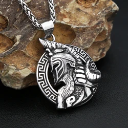 Vintage 316L Stainless Steel Sparta Warrior Helmet Pendant Necklace Men's Punk Biker Unique Amulet Jewelry Gifts Dropshipping