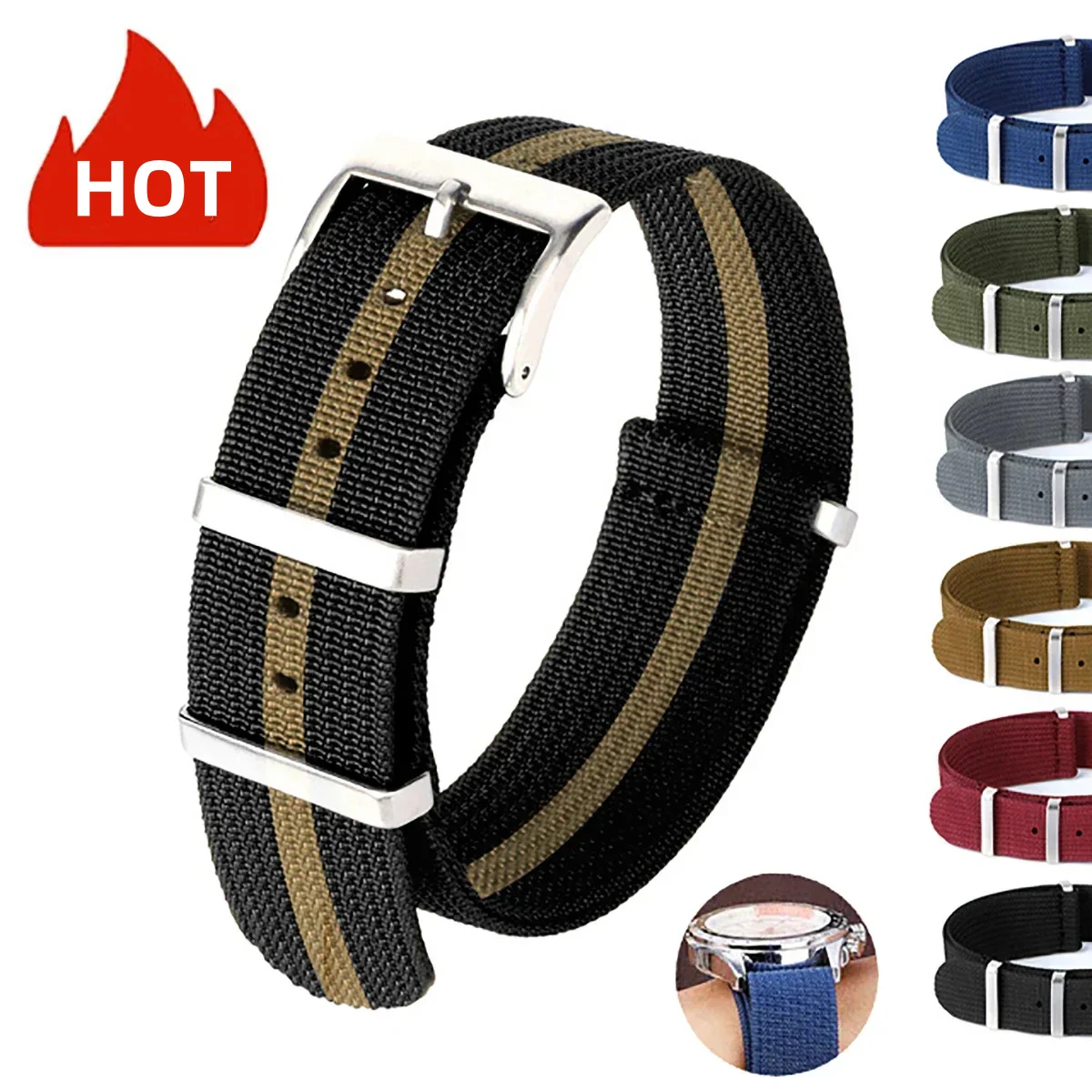 

High Quality Nylon Watch Band 18mm 20mm 22mm Waterproof Wrist Strap Military Casual Watchbands Replace Army Sport Straps