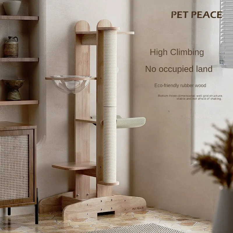 

Cat Furniture All Solid Wood Cat Climbing Frame Cattery Cat Tree Diving Platform Sisal Hemp Space Capsule Vertical Shelf