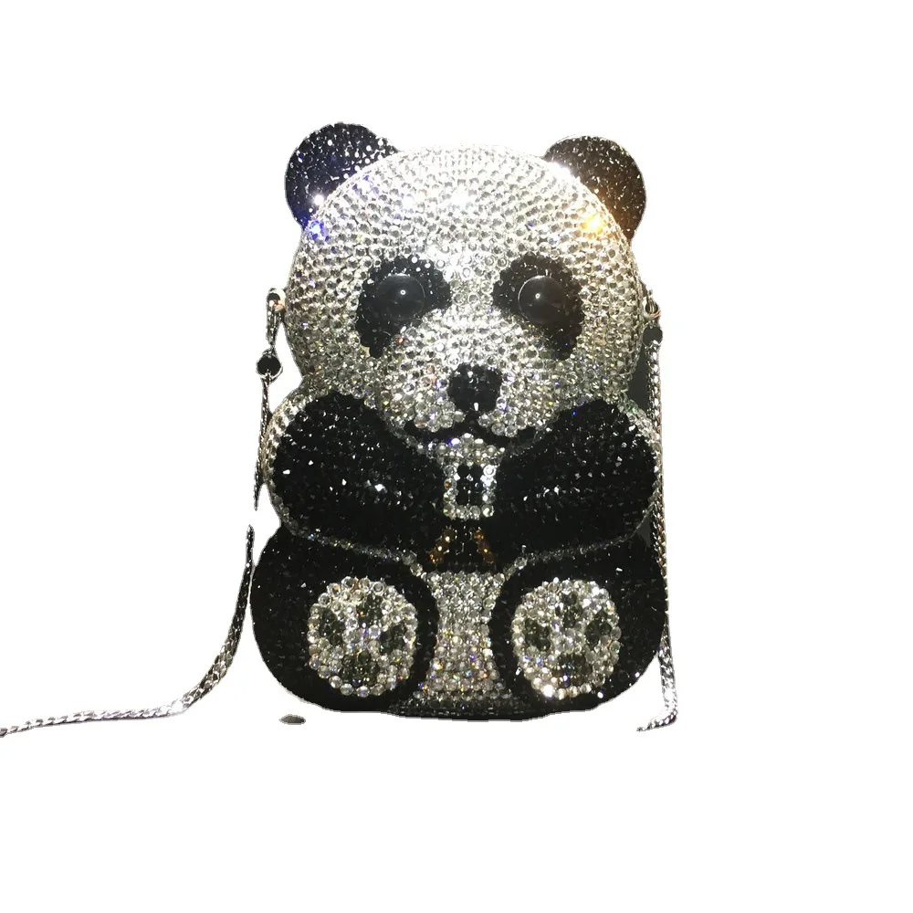 

Panda Diamond Cartoon Animal Crystal Full Diamond Dinner Bag Handmade Diamond Ladies Clutch Affordable Glitter Quilted Crossbody