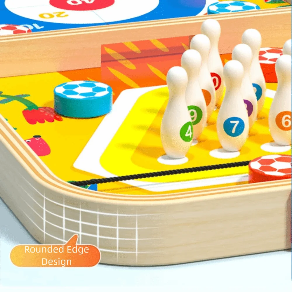 لعبة لوحة المعركة 5 في 1 مادة خشبية كلاسيكية متعددة الألعاب الشطرنج الوالدين للجنسين البولينج التفاعلية هوكي الجليد الأنشطة العائلية