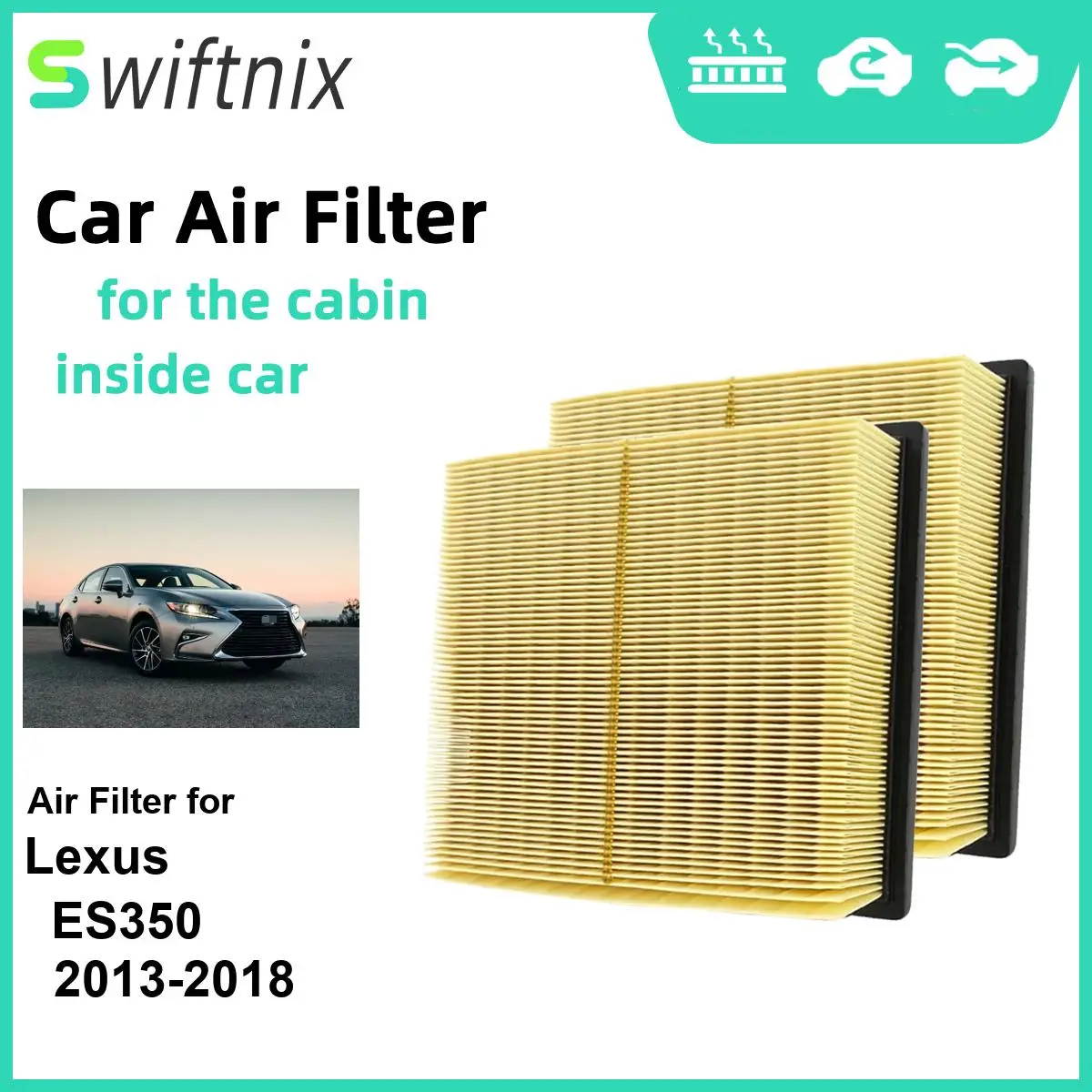 2PCS EngineAir Filter Calm Carbon Fiilter Cabin for Lexus ES350 2013-2018 CA10755 17801-0P050 17801-31130 17801-31131