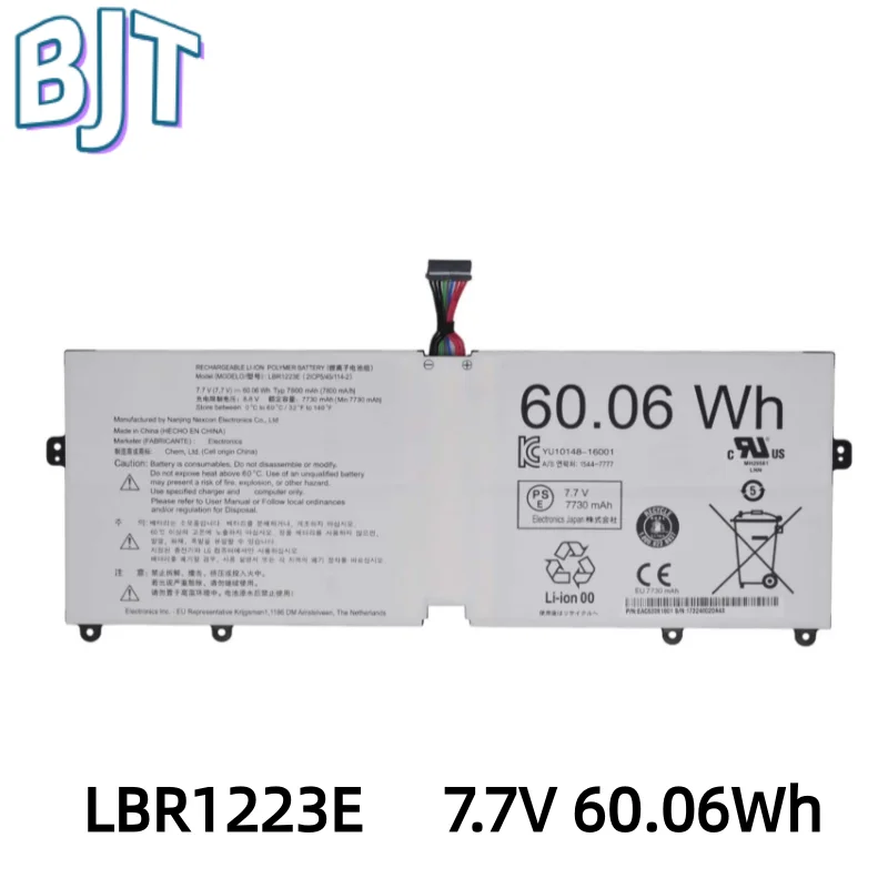 

New LBR1223E Laptop Battery 7.7V 60.06Wh 7800mAh For LG Gram 13Z970 14Z970 15Z970 15Z975 13Z975 14Z980 15Z98 13Z970-ER33J