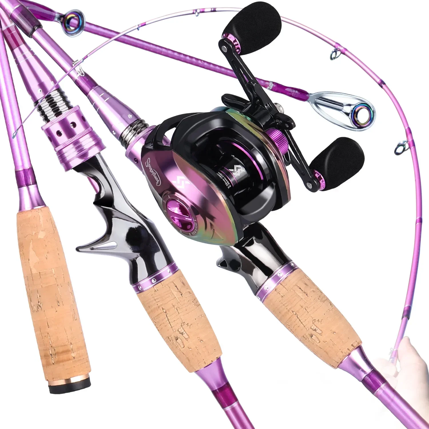 

Purple Carbon Fiber Baitcast Fishing Rod Combo 2.1m with 19+1BB Baitcasting Reel for Freshwater and Saltwater Fishing