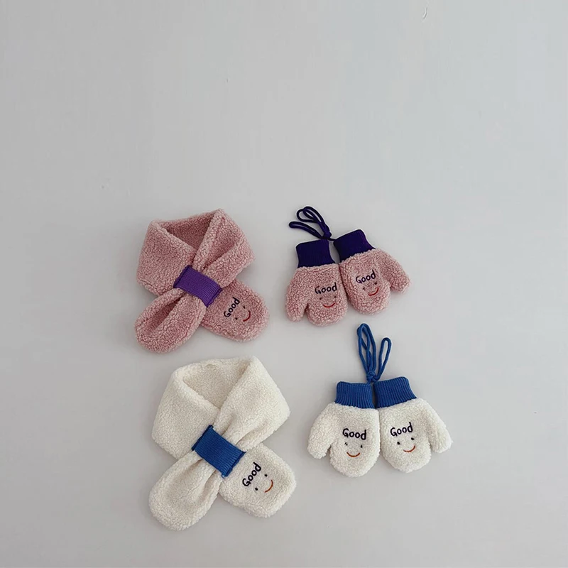 แกะขนแกะถุงมือเด็กฤดูหนาว WARM Baby Plush Mittens 1-4year เด็กผู้หญิงเด็กแขวนคอ Fingerless ถุงมือถุงมือการ์ตูน