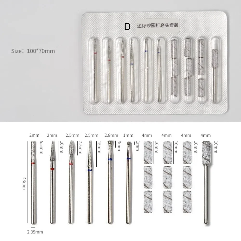 10Pcs Russian style Nail Polishing Head Set High-hardness Wear-resistant Nail Art Drill Bit Kits Dead Skin Removal