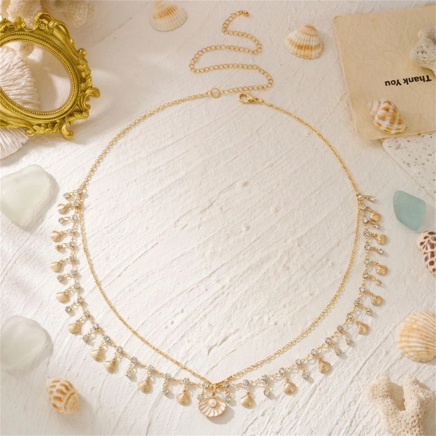 여성용 미적 감각의 반짝이는 라인스톤 쉘 멀티 레이어  - Body Jewelry Chains 리뷰 및 가격