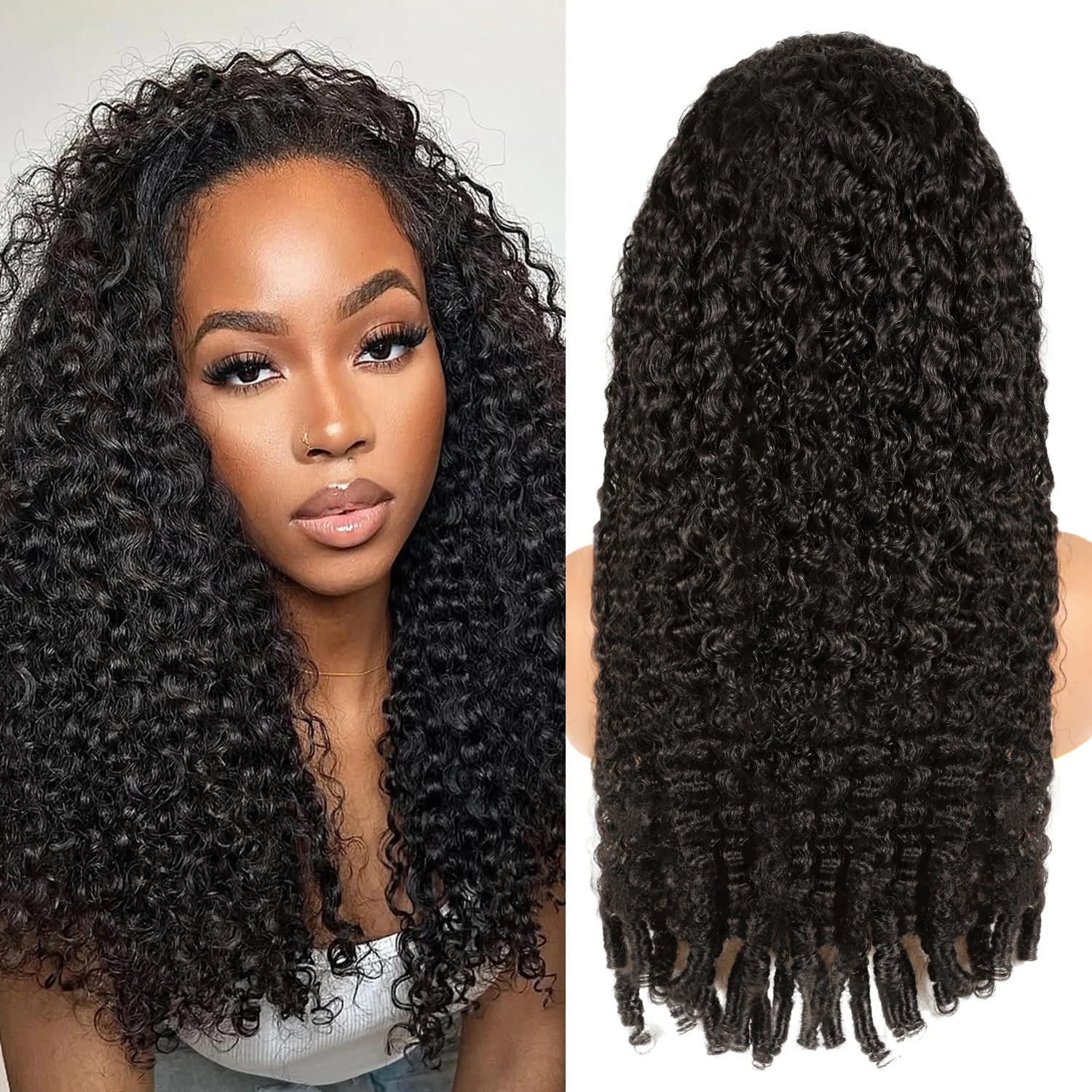 

40 46 Inch Long Burmese Curly HD Transparent 13x4 13x6 Full Frontal Lace Human Hair Wigs With Spiral End Pre plucked 220 Density