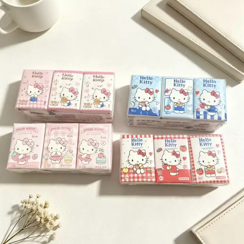 Hello Kitty Printed Handkerchief Tissue Paper, Unscented Printed Tissue Paper, 3-Ply, Cloud-Soft Texture, Small Pack, Convenient